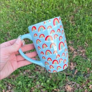 Pastel Blue Allover Repeat  Rainbow Print Tall Coffee Tea Mug from elum HOME